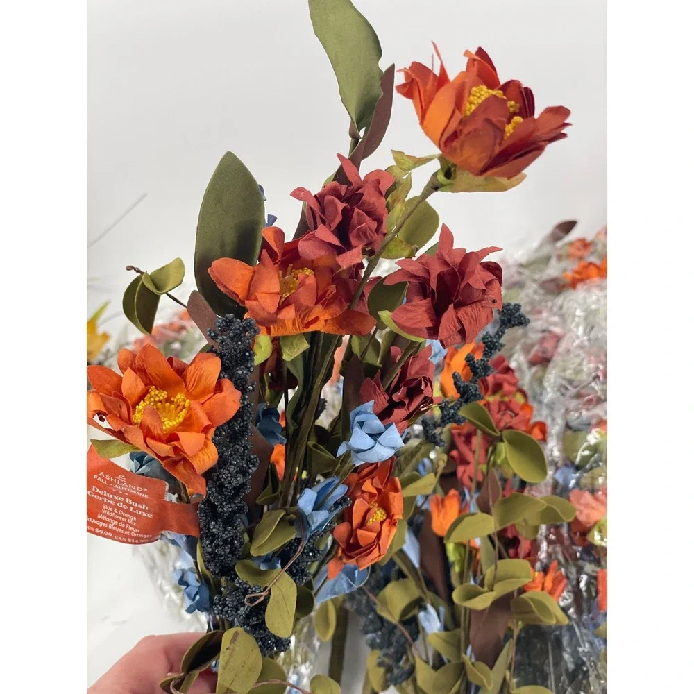 Lot of 57 Ashland Floral Decor Orange Blue Fall Wildflower Pumpkins Foliage NEW